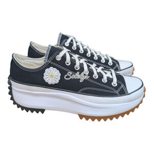 Converse Run Star Hike Low Daisy Black White Canvas Platform Sneaker M10 W11.5